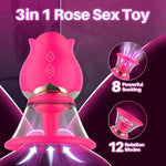Sucking Vibrator Clit Sucker With 3 Brush Heads And Removable Cup, 8 Suckion 12 Rotation Modes Vibrators For Clitoral Nipple Stimulation, Rose Toy Adult Sex Toys For Women Or Couples Pleasure