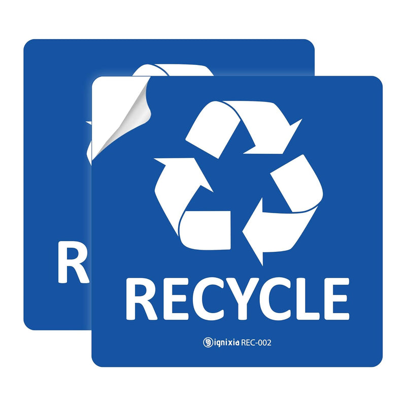 Pack Of 02 Recycle Sign Decals Self Adhesive - Recycling Stickers 5 X 5 Inches R