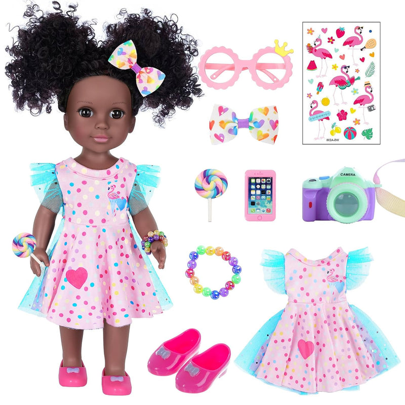 Black Dolls 14.5 Inch Baby Girl Doll With Clothes And Accessories,African Girl