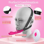 Strap-On Face Chin Harness Vibrator Dildo, Wearable Head-Mounted Dildo Strap With 10 Vibrating Modes For G-Spot And Anal Stimulation, Head Oral And Solo Play, Adult Couples Funny Sex Toys