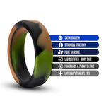 Performance Puria Silicone Cock Ring - 1.5" Wide Penis Ring - Enhances Girth & Hard Erections - Ultrasilk Smooth, No Pinch Design - Stretchy Sex Toy For Men & Couple - Green Camouflage