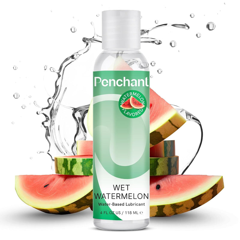 Water Based Watermelon Flavored Lube For Men, Women And Couples, Personal Lubricant For Sensitive Skin, Unscented, Latex-Safe And Edible Lube, Wet Watermelon, 4 Fl Oz