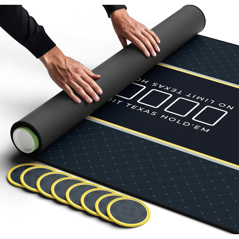 Poker Table Top 70" X 35", Texas Hold'Em Poker Mat For Home Game Nights Up