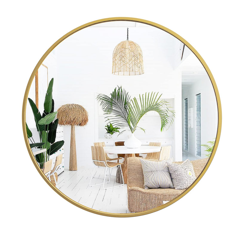 18 Inch Round Wall Circle Mirror,Large Gold Metal Framed Wall-Mounted Hanging