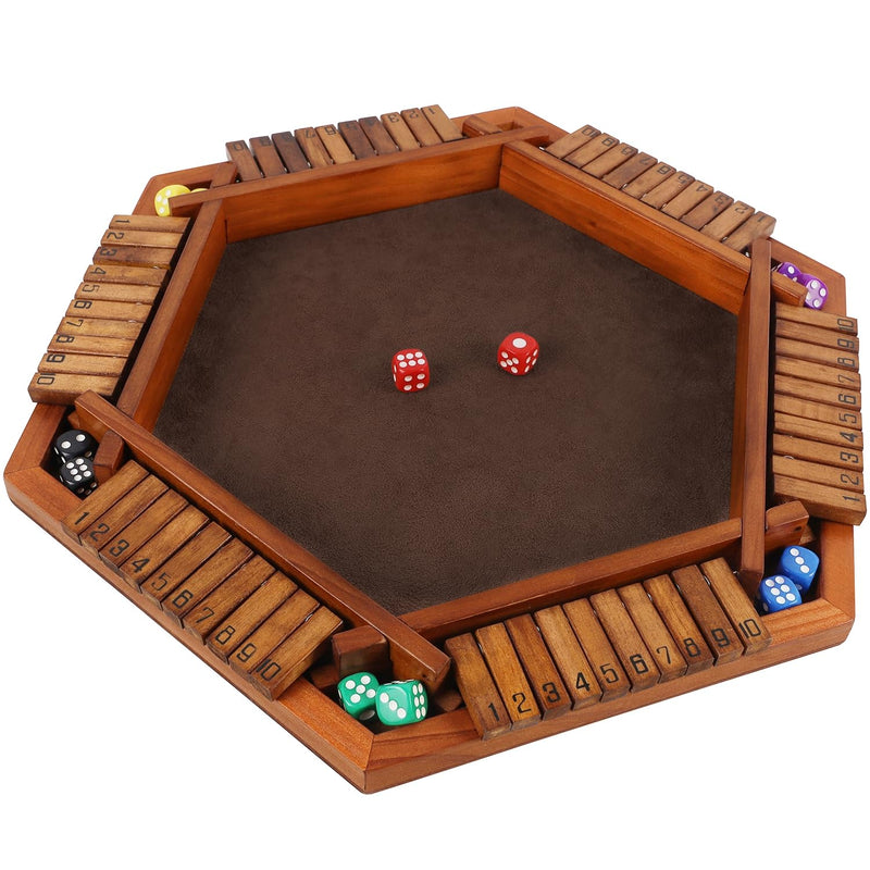 Juegoal Wooden Shut The Box Dice Game for 1-6 Players, Upgrade Tabletop Boa