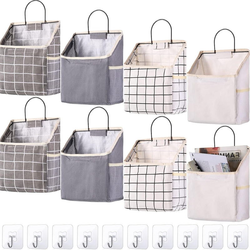 8 Packs Wall Hanging Storage And 10 Pieces Sticky Hooks Waterproof Over The Door