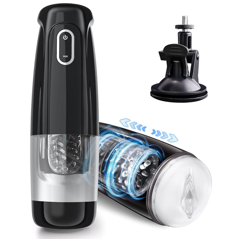 Automatic Male Masturbator – Hands-Free Sex Machine With 10 Thrusting & 10 Rotating Modes, Pocket Pussy Style Male Sex Toy For Men, Transparent 3D Textured Sleeve, Adult Toys Male Stroker Device