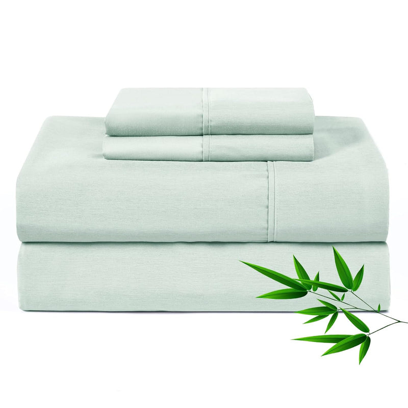 Luxury Bamboo Sheets Set Queen, 4Pcs Cooling Silk Bed Sheets 1800 Thread Count