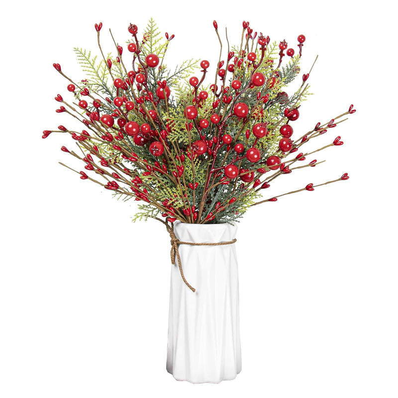 6Pack Christmas Floral Picks Artificial Red Berry Stems 17Inch Christmas Berry