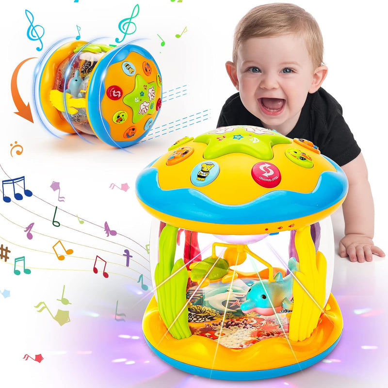 Baby Toys 6 To 12 Months Ocean Rotating Light Up Musical Crawling Toy For I