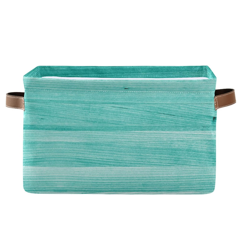 Large Storage Basket Teal Turquoise Green Wood Foldable Storage Box Organizer Bi