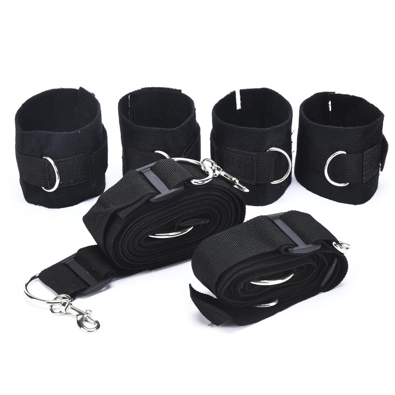 Handcuff Set For Bedroom - Black Set Of 4 | No Mattress Lifting | Comfortable Sex Handcuffs Bdsm Bondage For Couples | Hand Cuffs For Adults, Bed Restraints