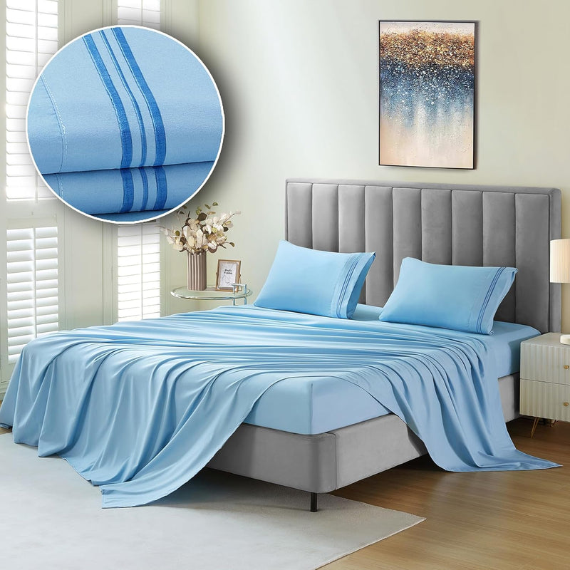 Microfiber Easy Fit Queen Size Bed Sheet Set Extra Soft Deep Pockets Luxury Ho