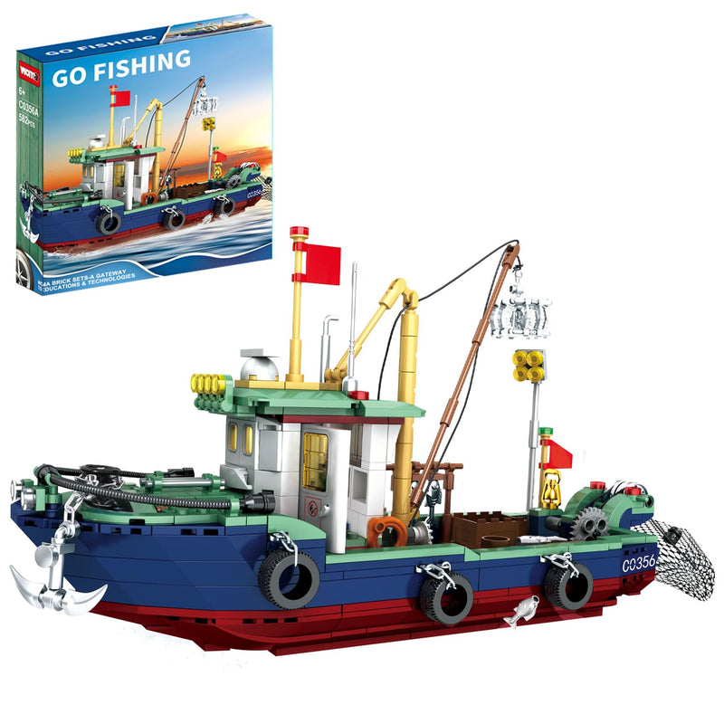 Fishing Boat Building Blocks Sets, Compatible With Lego Boat Sea Fishing Bu