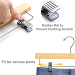 Wooden Pants Hangers with Clips 25 Pack, Wood Skirt Hangers for Women, 14 Inch Hangers for Pants with Clips, Solid Wood Pants Hangers for Men, 360 Swivel Hook Bottom Hangers (Natural)