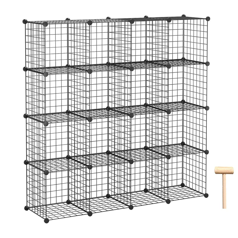 Wire Cube Storage, 16 Cubes Organizer Metal Grids Storage, Storage Bins Shelving