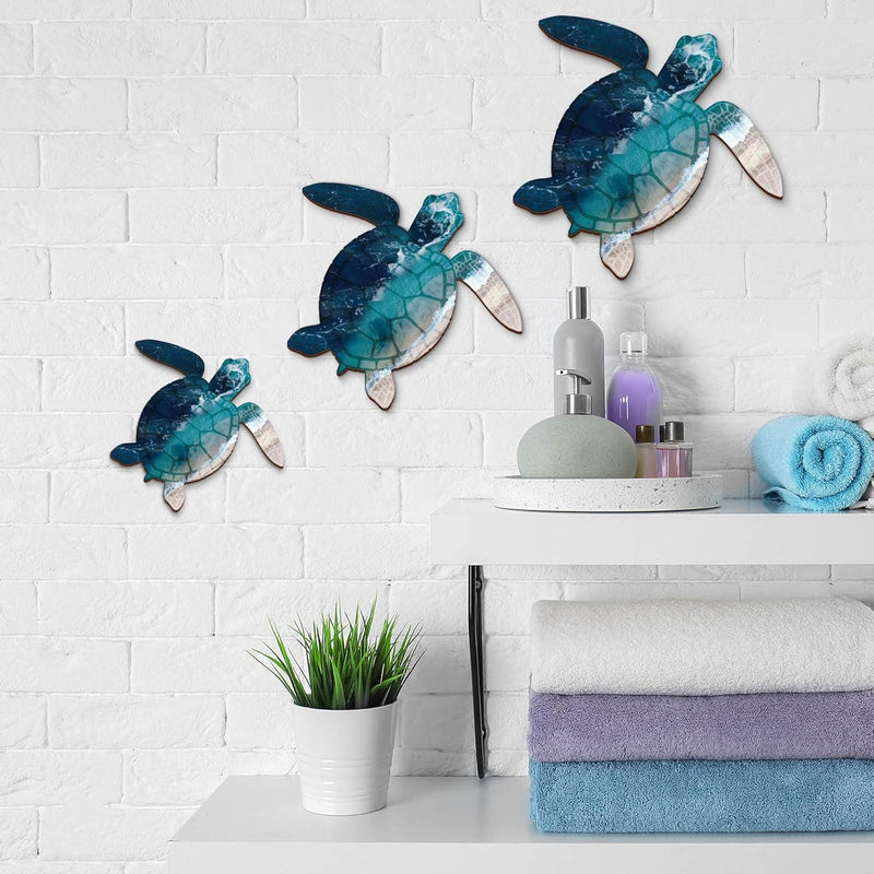 3 Sizes Sea Turtle Canvas Wall Decor Wood Ocean Beach Theme Art Decorations Ha