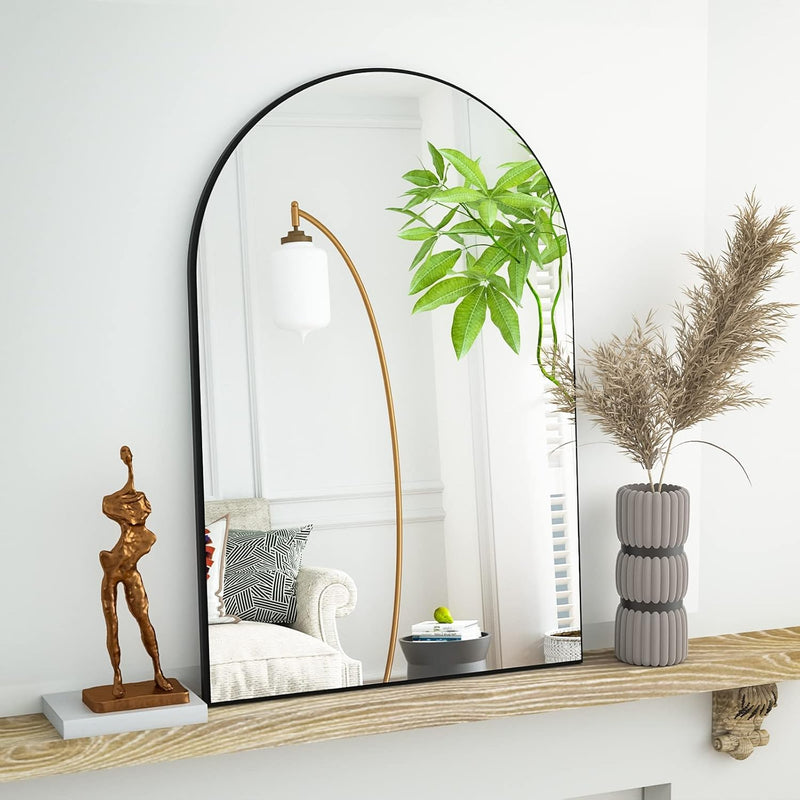 26" X 38" Wall Mirror Arched Bathroom Mirrors Aluminum Alloy Frame Contemporar