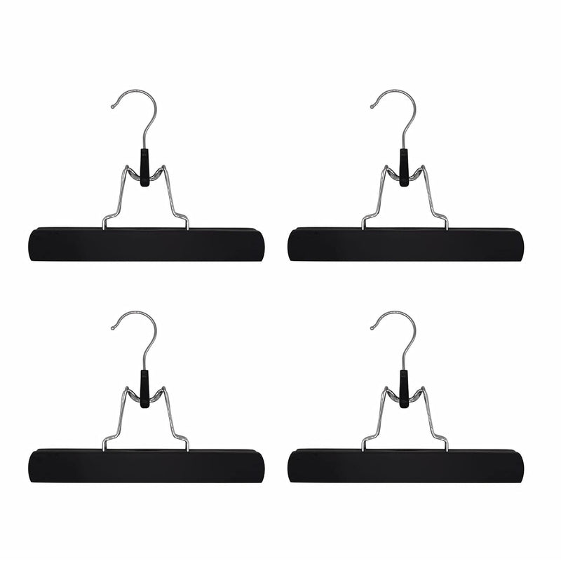 Wooden Pants & Skirt Hangers With Non Slip Slack Clamp,Black Hanger For Human Wi