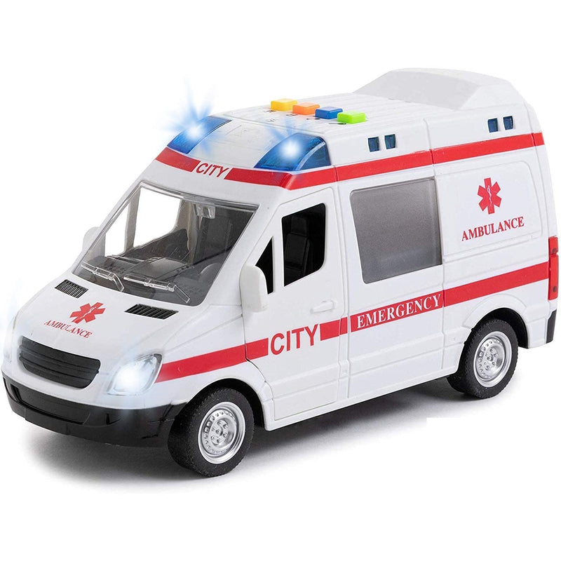 Ambulance Toy Car With Light & Siren Sound Effects Friction Powered Wheels