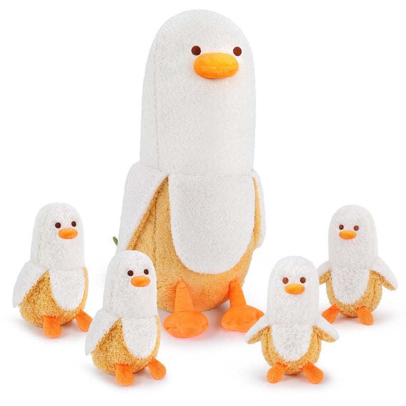 5 Pcs Banana Duck Plush Stuffed Animal Family, 20'' Cute Banana Duck Mommy