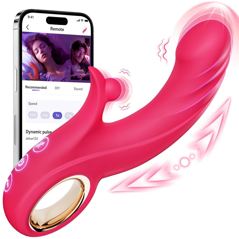 Thrusting Rabbit Vibrators For Women - G Spot Vibrator Clitoral Sex Toys With 10 Vibrating 7 Thrust Modes & Heating Function, Adult Thrusting Dildo For Female Couples Games