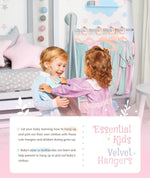 Baby Hangers, 11 Inch Pink Velvet Kids Hangers with 6 Pcs Size Dividers Non Slip Nursery Children Closet Clothes Hangers for Infant Toddler Girls & Boys - 30 Pack