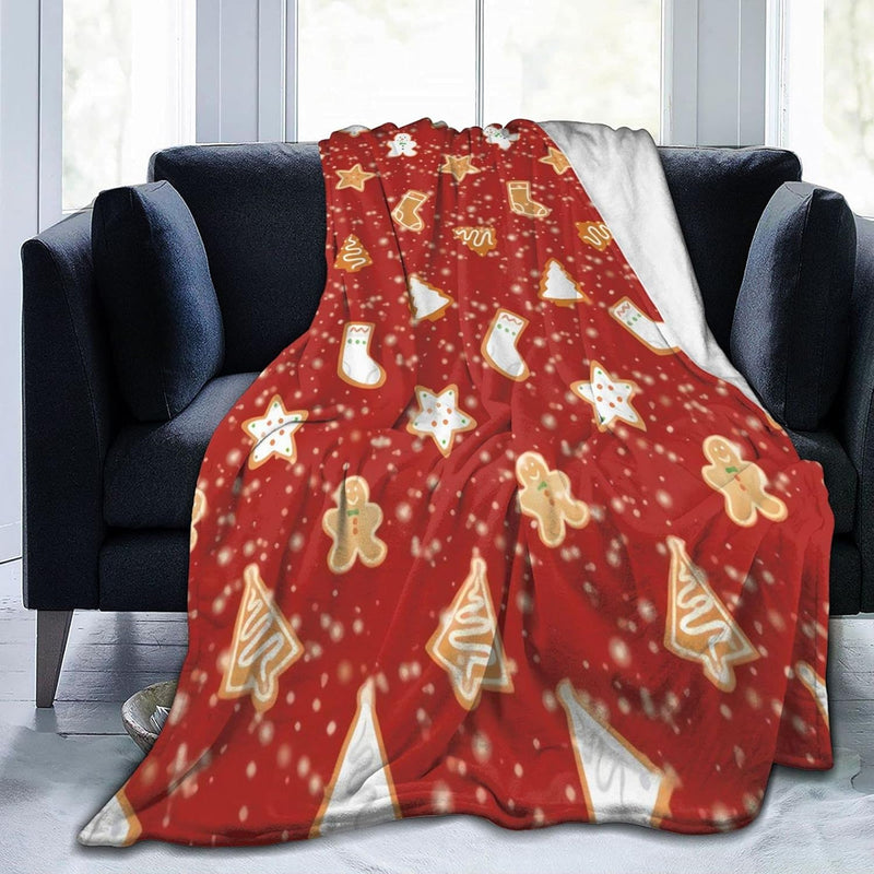 Gingerbread Christmas Cookies Red Flannel Fleece Blanket Ultra-Soft Fluffy War