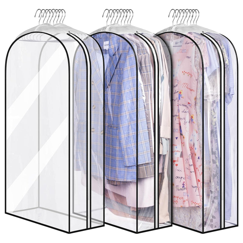 10" Gusseted All Clear Garment Bags, 40" Suit Bags For Closet Storage Hanging Cl