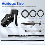 Adjustable Male Chastity Cage with Anal Plug & Harness – BDSM Restraint Set