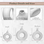 Set of 3 White Ceramic Vase with 65 PCS Dried Pampas Grass Flowers Aesthetic Boho Modern Small Round Cute Vases for Decor Living Room Coffee Table Shelf Bedroom Office Desk Home Gifts Women Mom