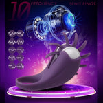 Vibrating Cock Ring Rotating Tongue Penis Ring Male Female Adult Sex Toys For Couple Sharing Clit Nipples And Stimulating Waterproof Rechargeable Pleasure