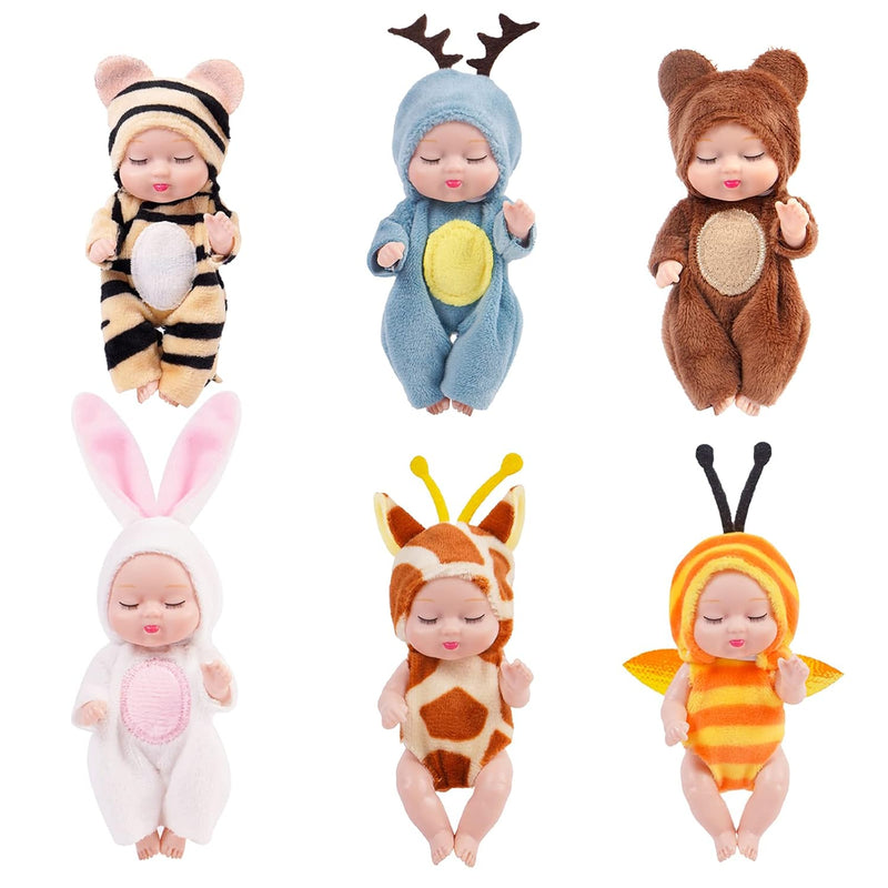 6 Sets 4 Inch Dolls Cute Baby Dolls Include 6 Pieces Baby Mini Dolls, 6 Set