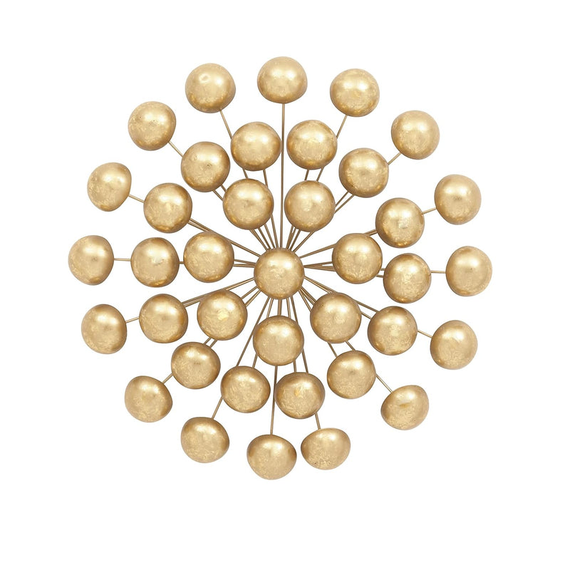 Metal Starburst Wall Decor With Orb Detailing, 24" X 6" X 24", Gold