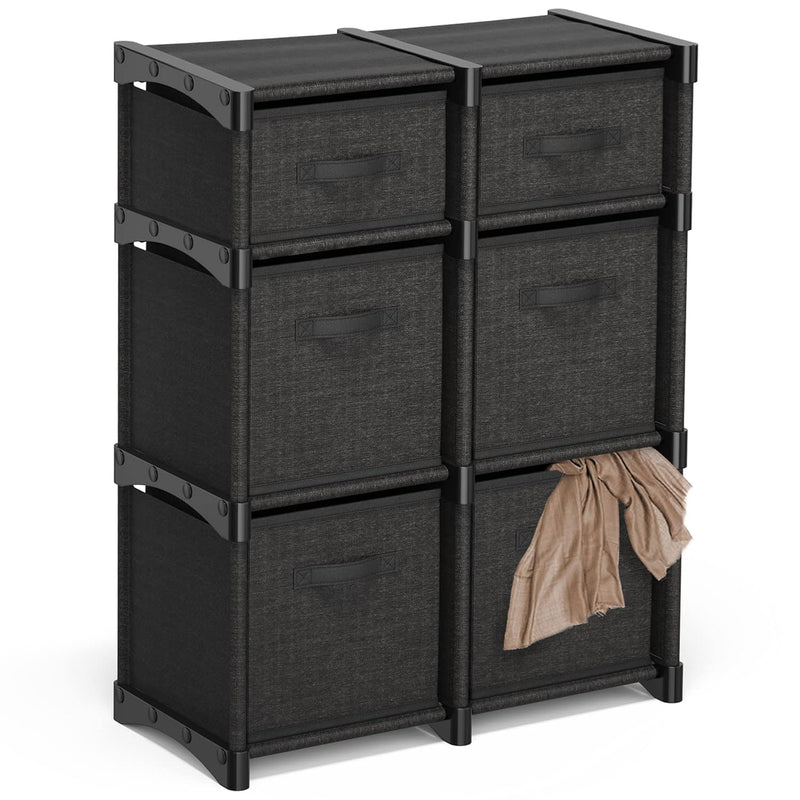 6 Cube Storage Organizer, Black Storage Cubes Organizer Shelves, Sturdy Cubbies