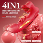 Vibrator Thrusting Dildo For Women – Rose Toy Dildos G Spot Rabbit Vibrators Sex Toys With Oscillating Nubs 10 Vibration Modes & Tongue Licking, Adult Sex Toy For Women Couples(Rose Red)