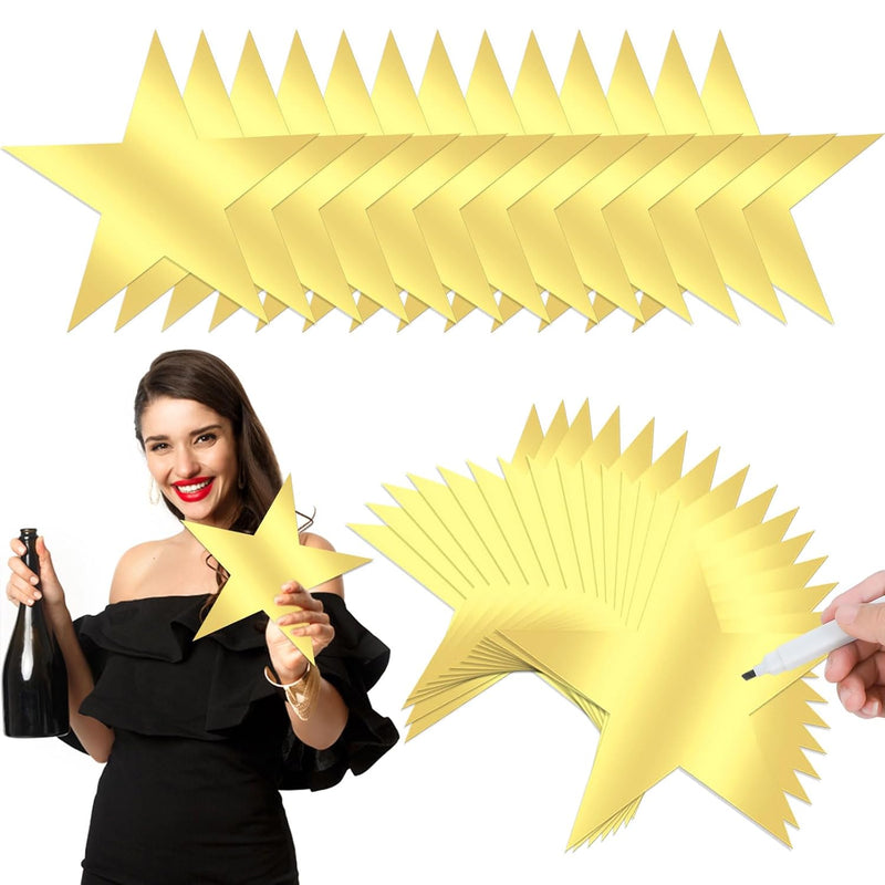 40 Pcs 11 Inch Large Gold Star Cutouts Double Printed Paper Stars Decoration C
