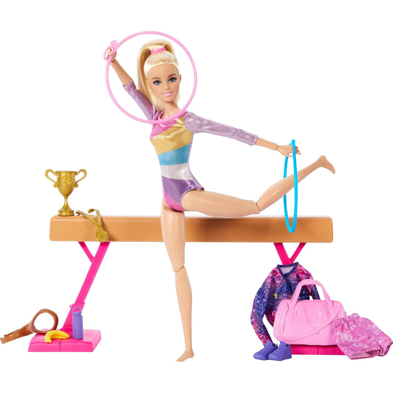 Barbie Careers Playset, Gymnastics Set with Blonde Gymnast Fashion Doll, C-