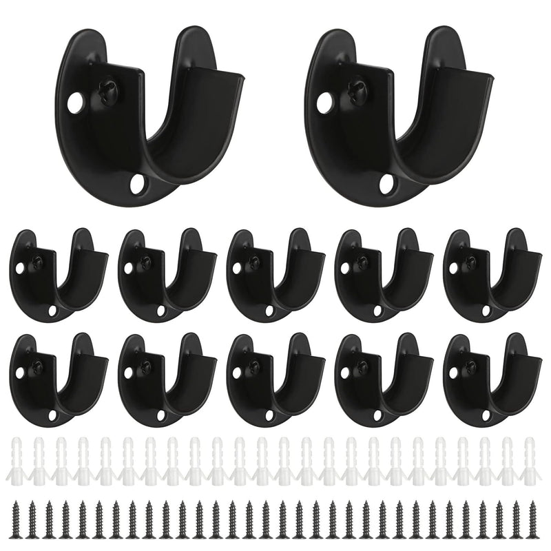 12Pcs Closet Rod Brackets Heavy Duty Closet Shower Rod Holders 1-In Closet Pole