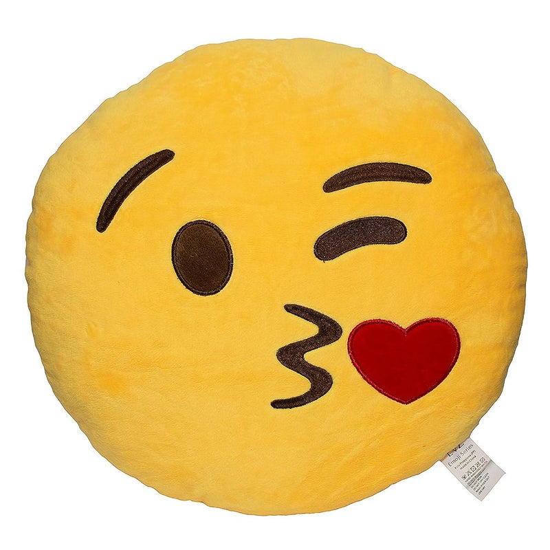 Emoji Throwingkiss Face Emoticon Cushion Stuffed Plush Soft Pillow, Officia