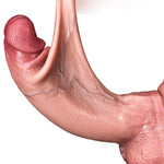 Realistic Movable Foreskin Dildo Sex Toys, 9.5" Dual Density Silicone Lifelike Thick Dildo With Squeezable Balls For G Spot And Anal Play, Strong Suction Cup Dildos Adult Toy For Women Men Couples