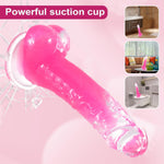 Pink Dildo Realistic,7.6 In Glow In The Dark Dildo With Strong Suction Cup,Soft Sex Toys For Men Women Couples