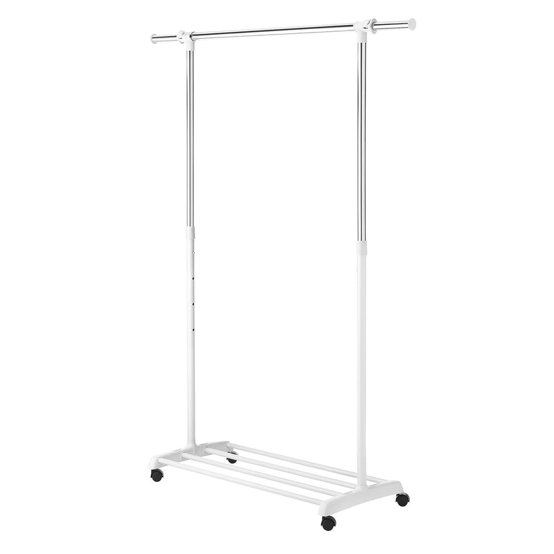 Deluxe Adjustable Garment Rack - Rolling Clothes Organizer - White And Chrome