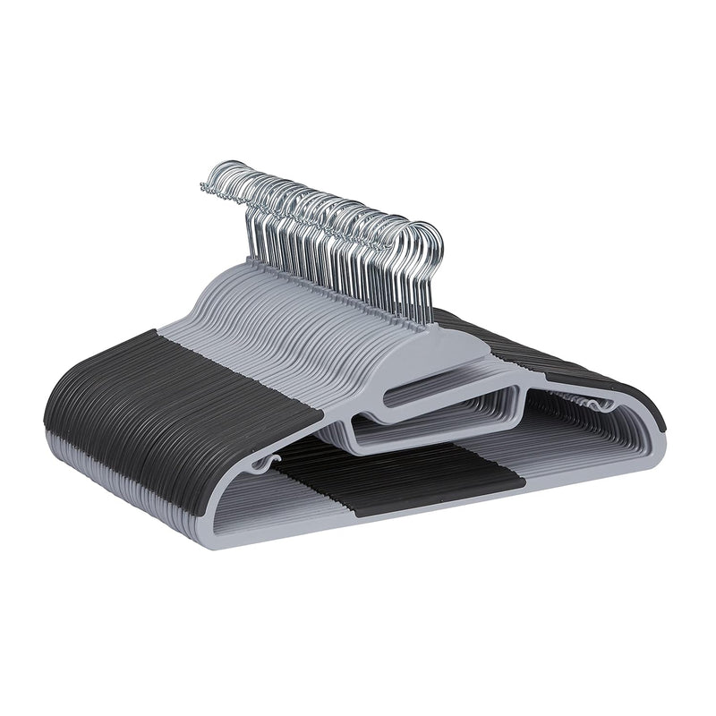 Rubber Coated Plastic Hangers, Pack Of 50, Gray