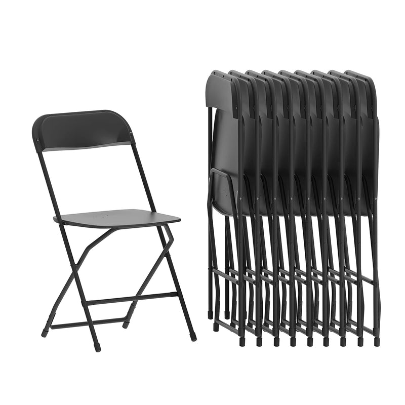 Hercules™ Series Plastic Folding Chair - Black - 10 Pack 650Lb Weight Capacity