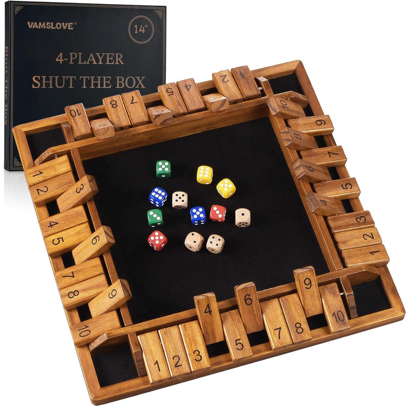 Upgraded 14 Inch Shut The Box Dice Game 2 4 Player Wooden Close The Box Boa