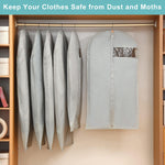 4 Pack - 65" Dress Garment Bags for Hanging Clothes, Dress Bags for Gowns Long, Foldable Long Garment Bag with Clear Window for Closet Storage and Travel - Gray