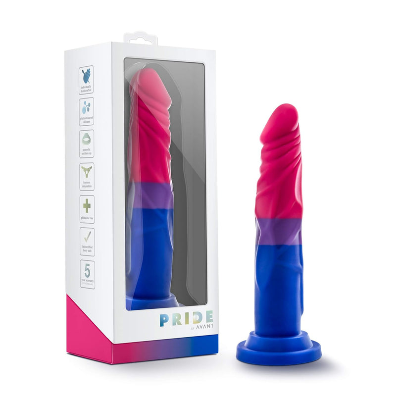 Avant Pride P8 - Love Silicone Lgbt Multi Color 7.5 Inch Dildo Suction Cup Strap On Harness Compatible Sex Toy For Women Men Couples