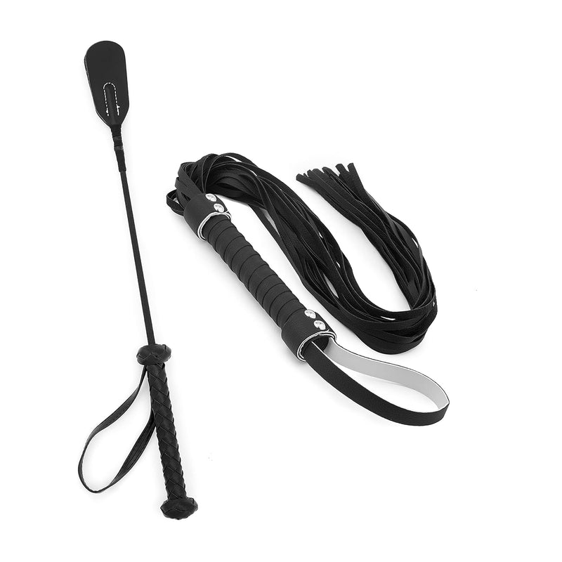 Leather Crop 18" Faux Leather Whip 33" Equestrian Set - Leather Horse G Set - Horse Training Whip Play