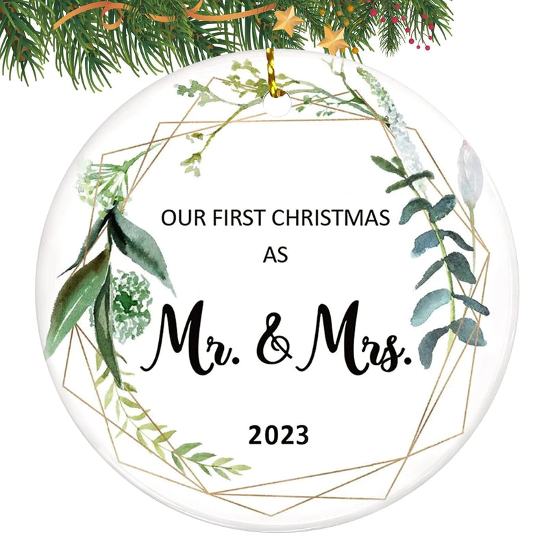 Wedding Gifts For Couple, Our First Christmas As Mr & Mrs Ornament 2023, Brida